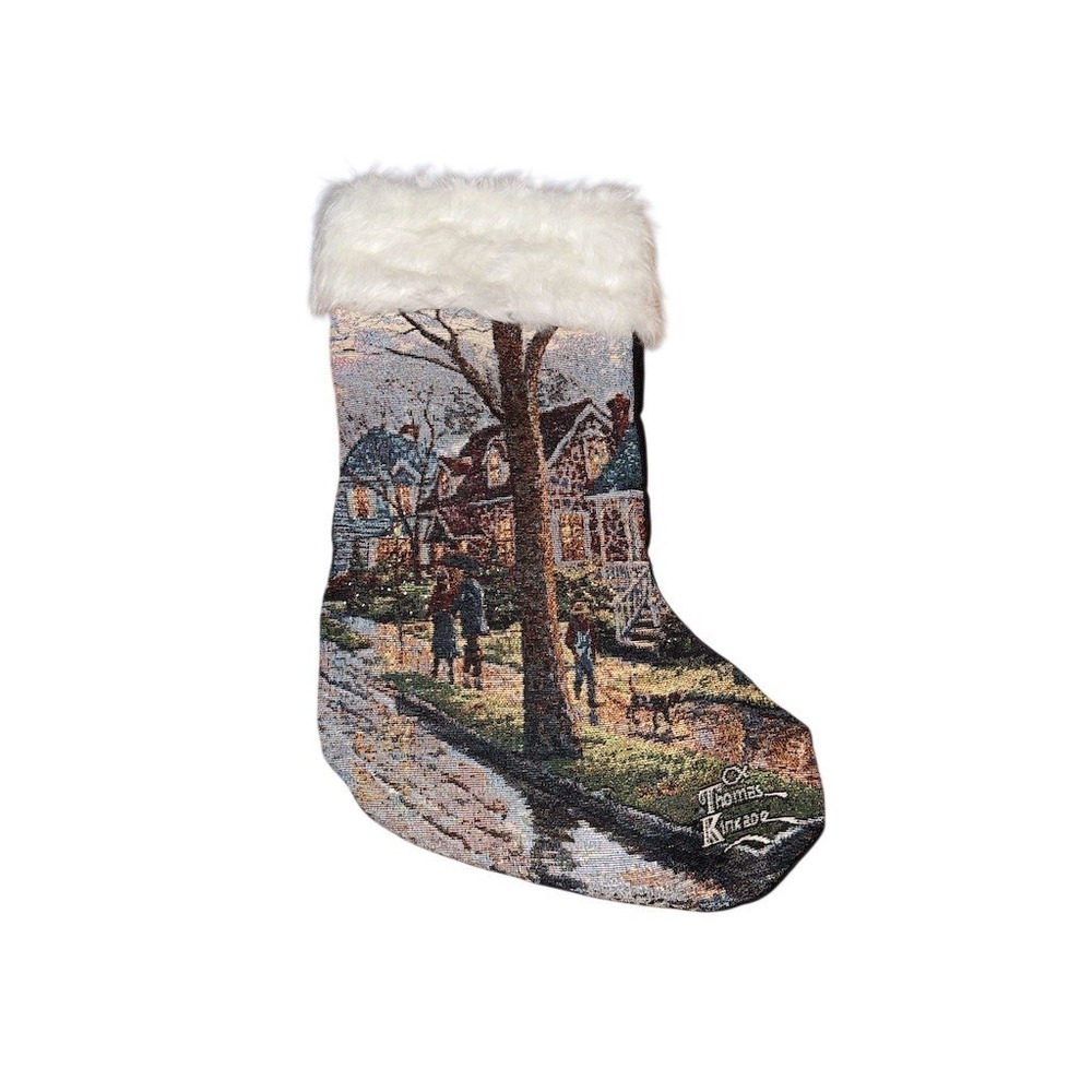 Dimensions Thomas Kinkade Christmas Stocking Winter Village Scene 18" tapestry